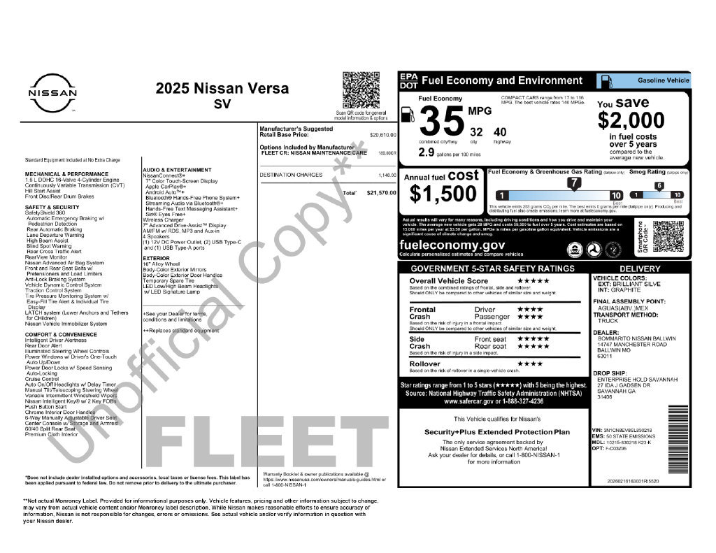 Used 2025 Nissan Versa SV FWD image 30