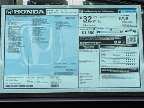 New 2026 Honda Accord LX image 16