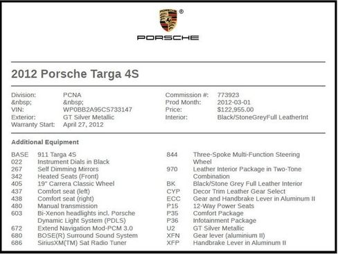 Used 2012 Porsche 911 Targa 4S AWD/4WD image 7