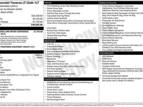 Used 2021 Chevrolet Traverse LT FWD image 36