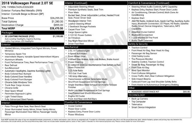 Used 2018 Volkswagen Passat 2.0T SE w/ SE Lighting Package FWD image 33
