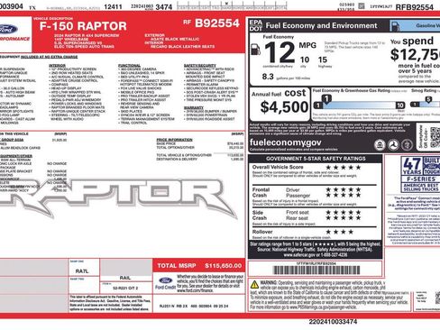 Certified 2024 Ford F150 Raptor w/ Equipment Group 803A Raptor R AWD/4WD image 53