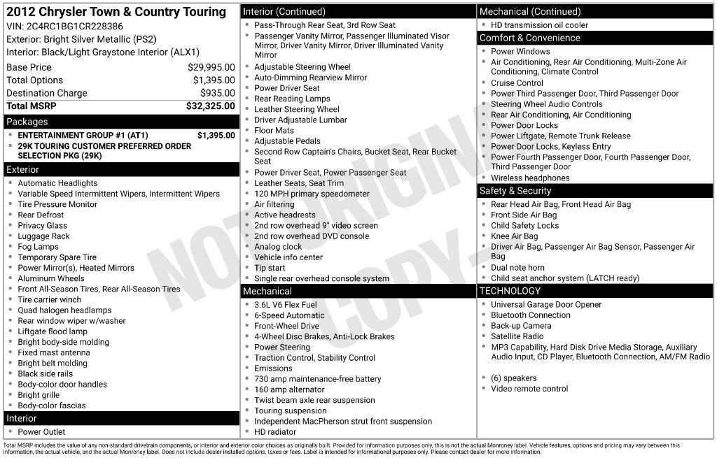 Used 2012 Chrysler Town & Country Touring w/ Entertainment Group #1 FWD image 11