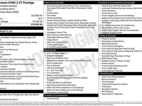 New 2026 Genesis GV80 2.5T Prestige AWD/4WD image 3