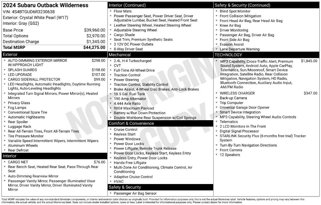 Used 2024 Subaru Outback Wilderness AWD/4WD image 41
