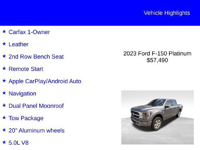 Used 2023 Ford F150 Platinum w/ Equipment Group 701A High AWD/4WD image 2