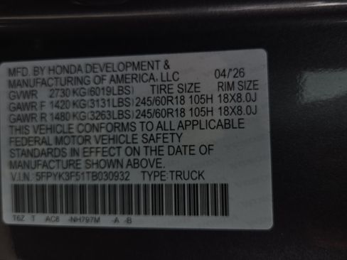 New 2026 Honda Ridgeline RTL image 22