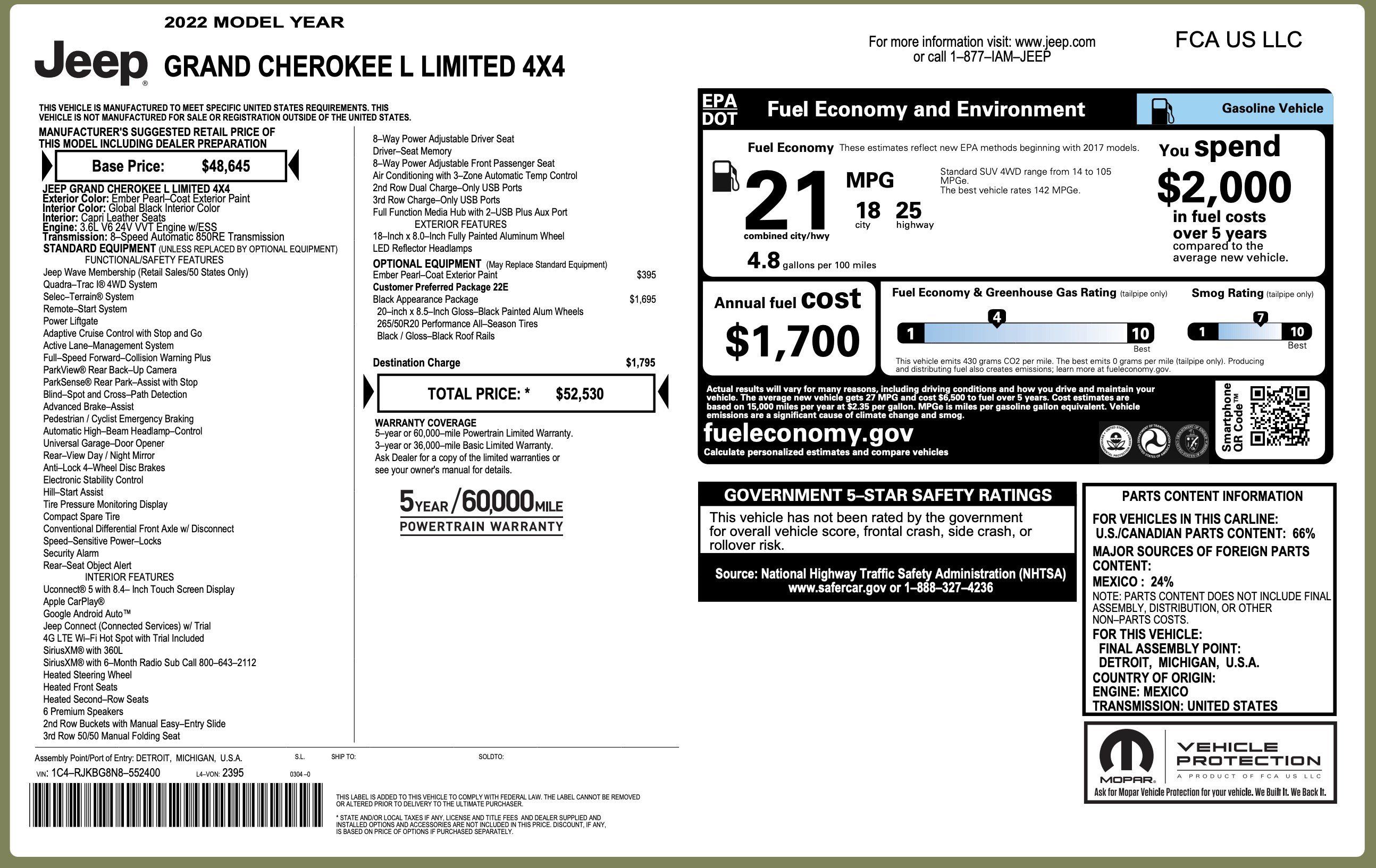 Used 2022 Jeep Grand Cherokee L Limited w/ Black Appearance Package AWD/4WD image 6