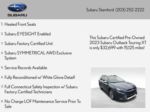 Certified 2023 Subaru Outback Touring XT AWD/4WD image 2