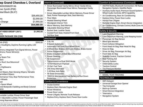 Certified 2025 Jeep Grand Cherokee L Overland w/ Rear Seat Video Group I AWD/4WD image 47