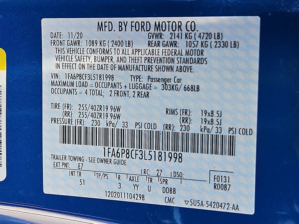 Used 2020 Ford Mustang GT Premium w/ Equipment Group 401A RWD image 26
