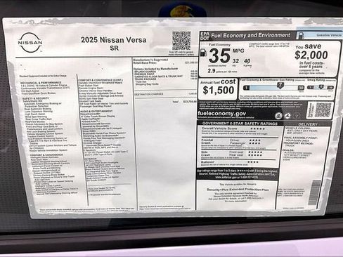 New 2025 Nissan Versa SR w/ Trunk Package image 36