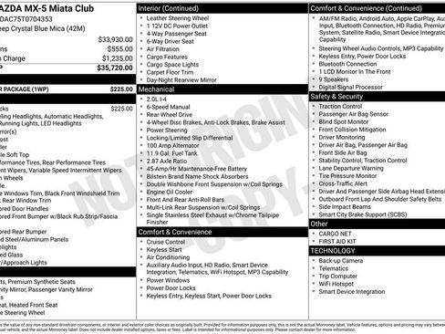 New 2026 MAZDA MX-5 Miata Club w/ Weather Package RWD image 6