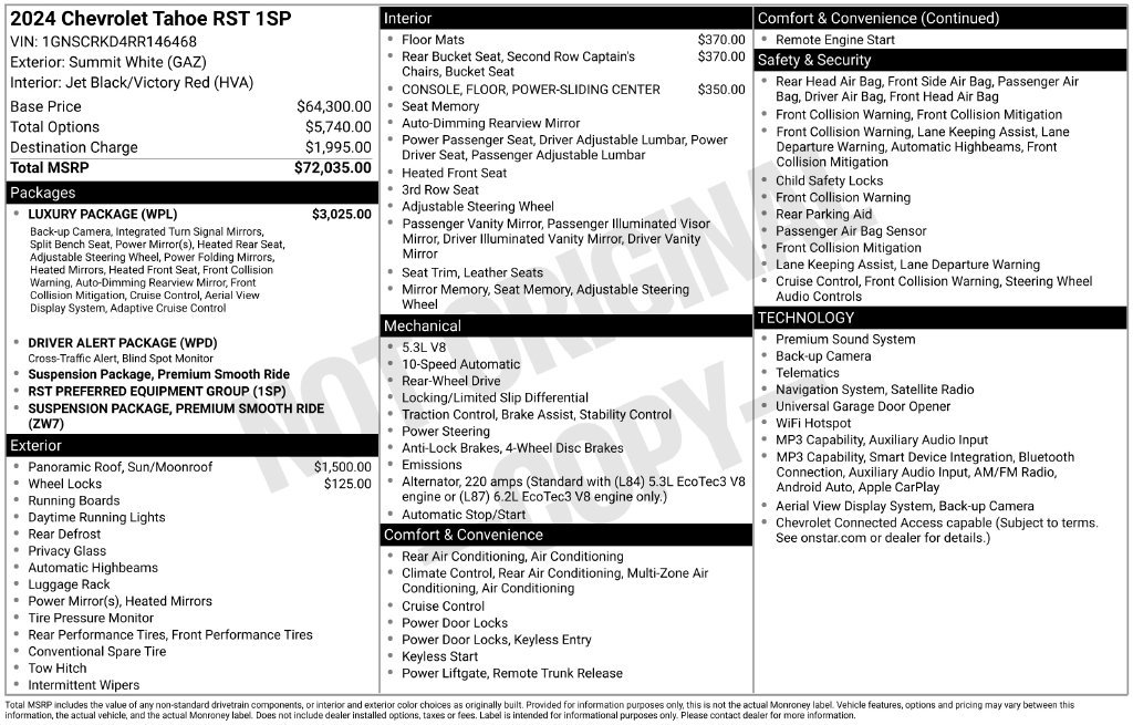 Used 2024 Chevrolet Tahoe RST w/ Luxury Package RWD image 3