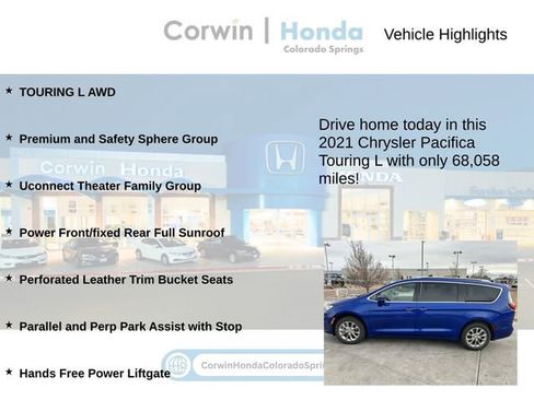 Used 2021 Chrysler Pacifica Touring-L w/ Uconnect Theater Family Group image 7