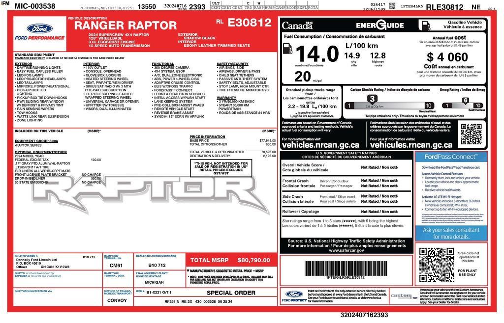Used 2024 Ford Ranger Raptor AWD/4WD image 2