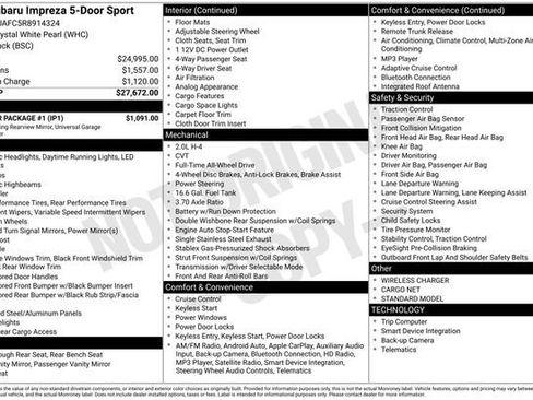 Used 2024 Subaru Impreza 2.0i Sport w/ Popular Package #1 image 2