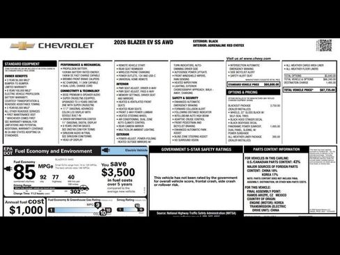 New 2026 Chevrolet Blazer EV SS w/ LPO, Blackout Package image 3