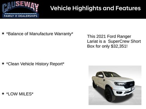 Used 2021 Ford Ranger Lariat w/ Technology Package image 2