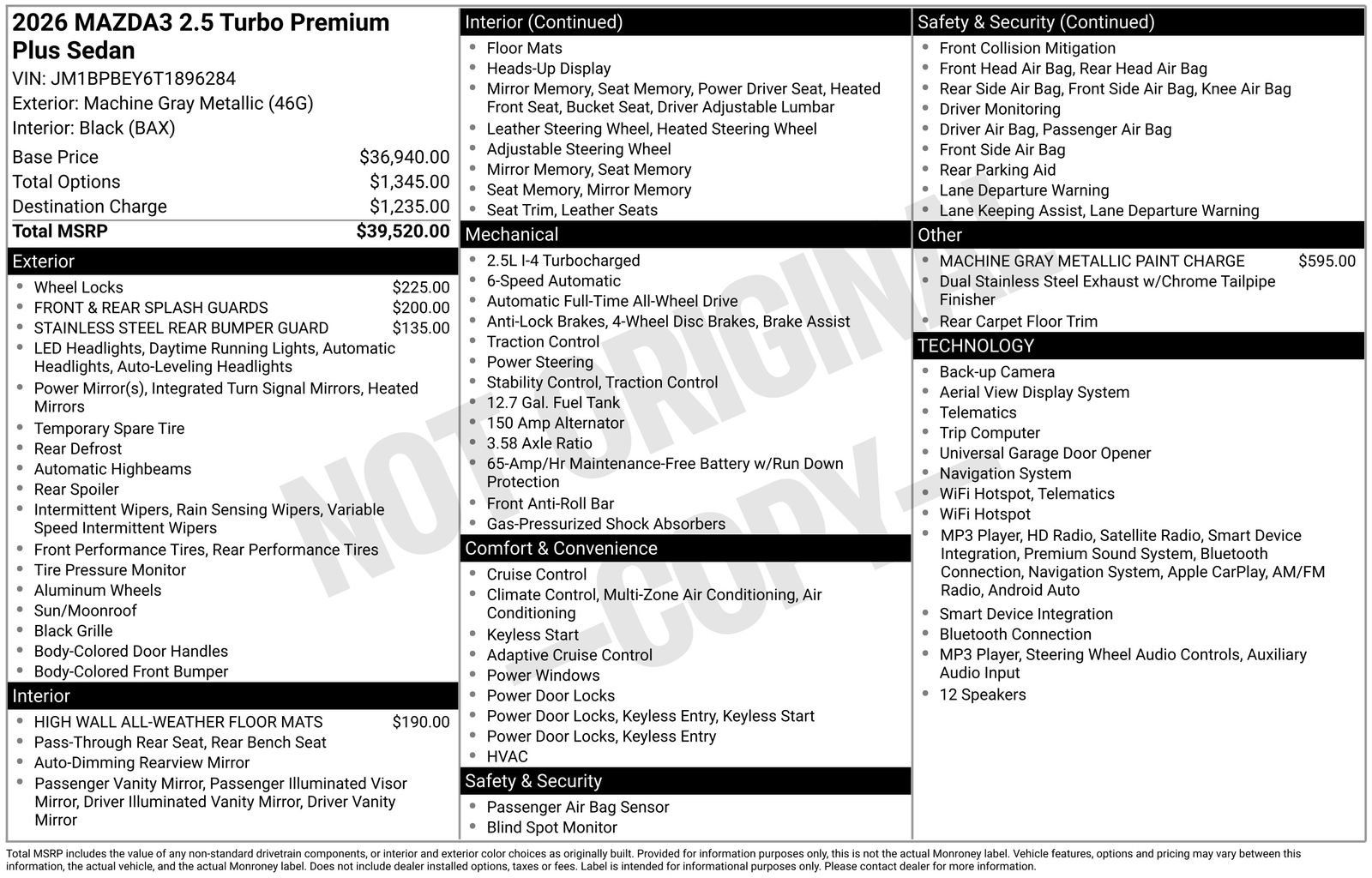 New 2026 MAZDA MAZDA3 2.5 Turbo Sedan w/Premium Plus AWD/4WD image 22