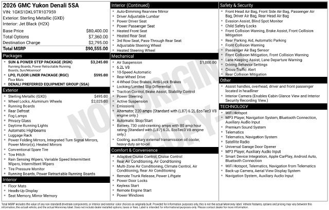 Used 2026 GMC Yukon Denali w/ Sun & Power Step Package RWD image 2