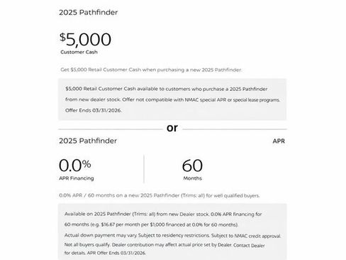 New 2025 Nissan Pathfinder SL w/ Black Appearance Package image 2
