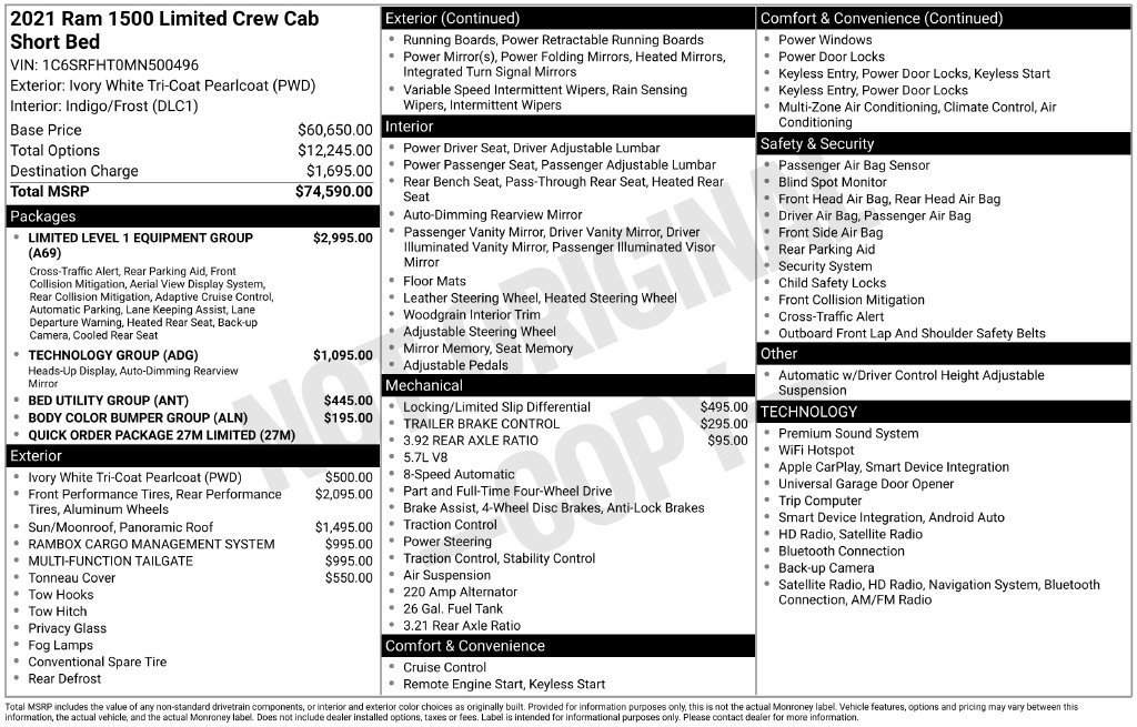 Certified 2021 RAM 1500 Limited AWD/4WD image 46