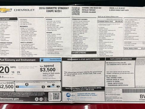 Used 2016 Chevrolet Corvette Stingray Coupe w/ 2LT Preferred Equipment Group RWD image 42