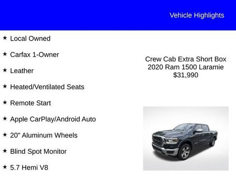 Used 2020 RAM 1500 Laramie AWD/4WD image 2