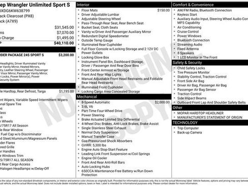 Used 2019 Jeep Wrangler Unlimited Sport S image 2