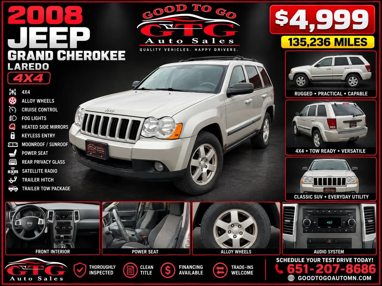 Used 2008 Jeep Grand Cherokee Laredo w/ Sun/Sound Group AWD/4WD image 1