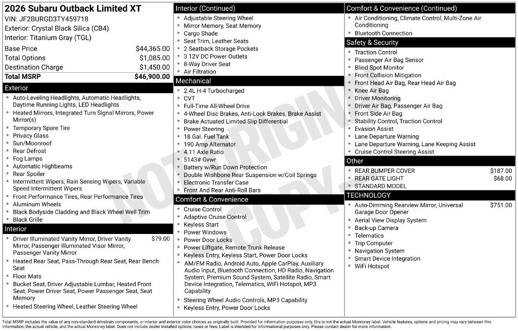 New 2026 Subaru Outback Limited XT AWD/4WD image 6