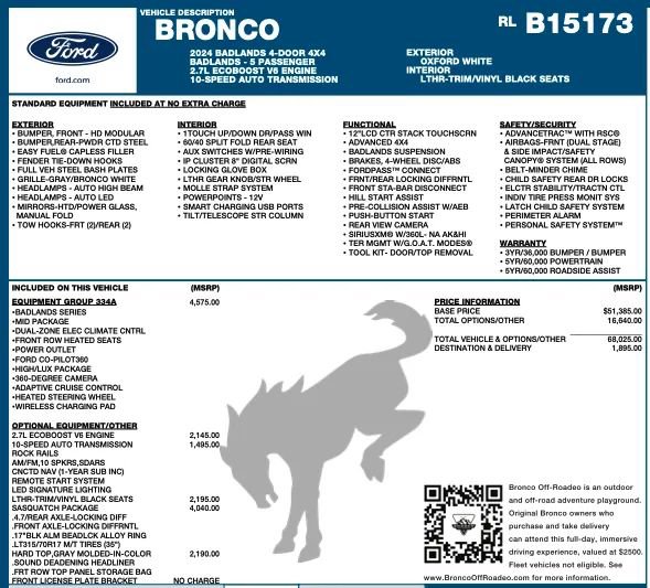 Used 2024 Ford Bronco Badlands AWD/4WD image 2