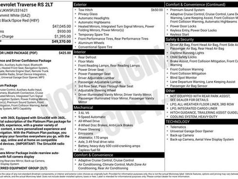 Certified 2023 Chevrolet Traverse RS w/ LPO, Floor Liner Package AWD/4WD image 42