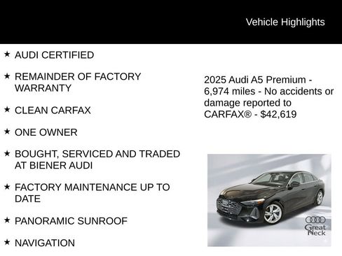 Certified 2025 Audi A5 2.0T Premium w/ Convenience Package image 9