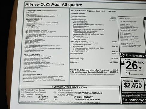 New 2025 Audi A5 2.0T Premium Plus image 40