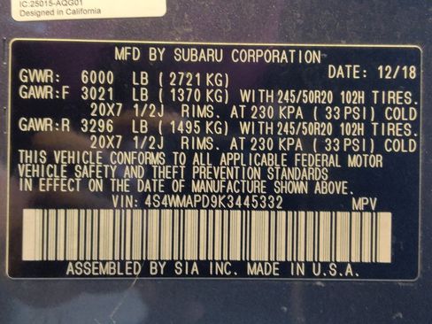 Used 2019 Subaru Ascent Limited w/ Popular Package #2A AWD/4WD image 33
