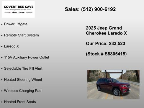 New 2025 Jeep Grand Cherokee Laredo X w/ Luxury Tech Group I RWD image 18