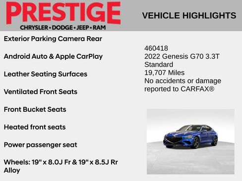 Used 2022 Genesis G70 3.3T RWD image 4