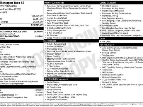 Used 2023 Volkswagen Taos SE w/ Panoramic Sunroof Package FWD image 10