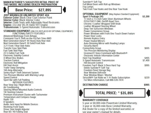 Used 2017 Jeep Wrangler Unlimited Sport w/ Quick Order Package 24S image 2