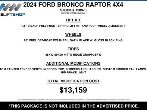 Used 2024 Ford Bronco Raptor w/ Interior Carbon Fiber Pack 6 image 2