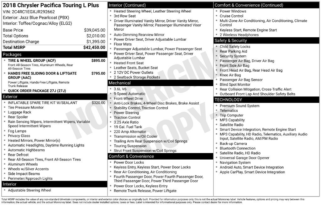 Used 2018 Chrysler Pacifica Touring-L Plus w/ Tire & Wheel Group FWD image 6