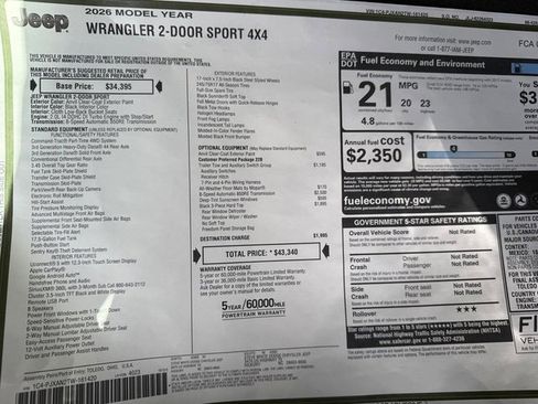 New 2026 Jeep Wrangler Sport image 28