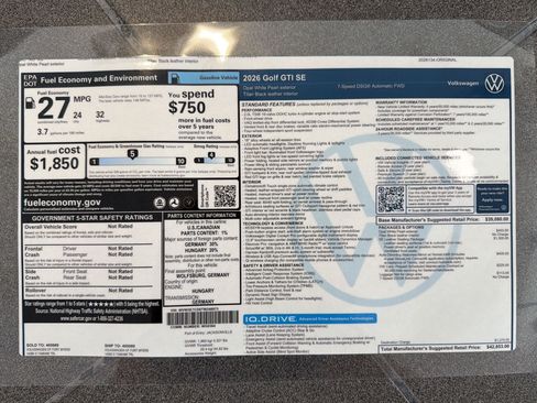 New 2026 Volkswagen GTI SE FWD image 39