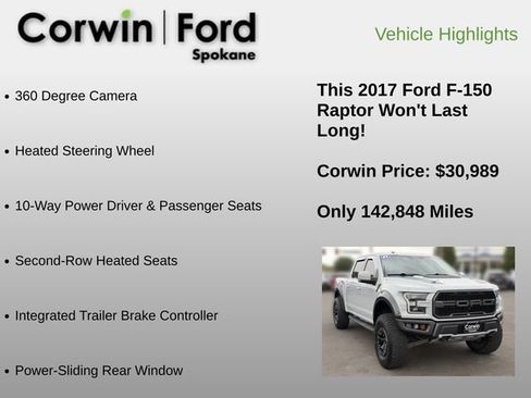 Used 2017 Ford F150 Raptor w/ Equipment Group 802A Luxury AWD/4WD image 12