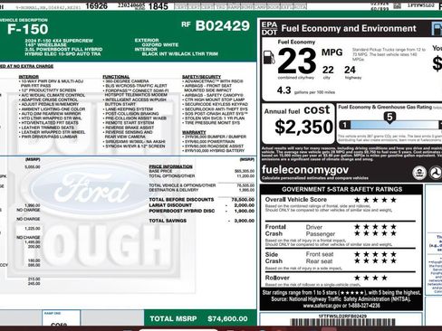 Used 2024 Ford F150 Lariat w/ Equipment Group 502A High AWD/4WD image 4