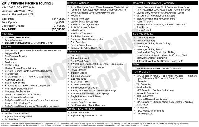 Used 2017 Chrysler Pacifica Touring-L FWD image 30