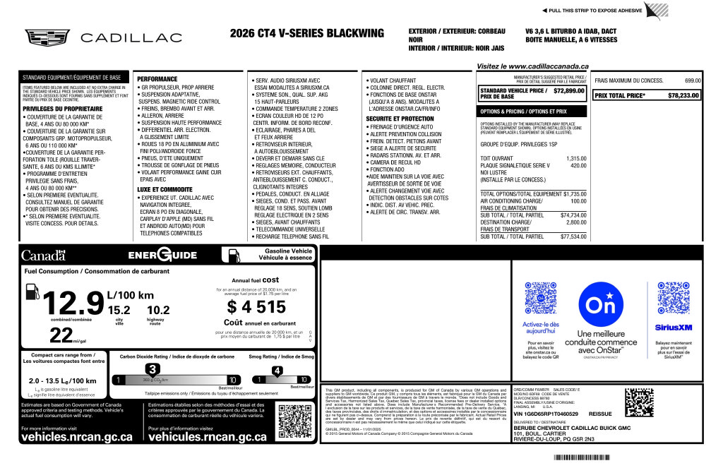 Used 2026 Cadillac CT4 V Blackwing RWD image 47