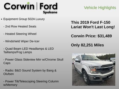 Used 2019 Ford F150 Lariat w/ Equipment Group 502A Luxury image 12